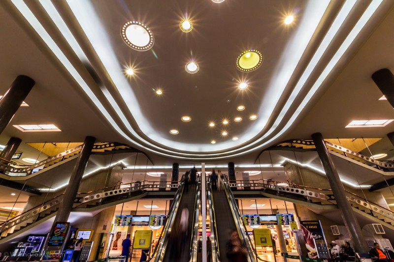 In the main hall of Congonhas, the ceiling lights represent the stars | 16mm equiv.; f22; 2s; ISO 100