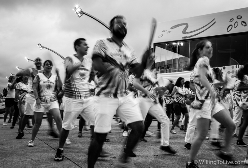 Reveler's movement on parade avenue | ISO 100; 38mm equiv.; f/8; 1/15s