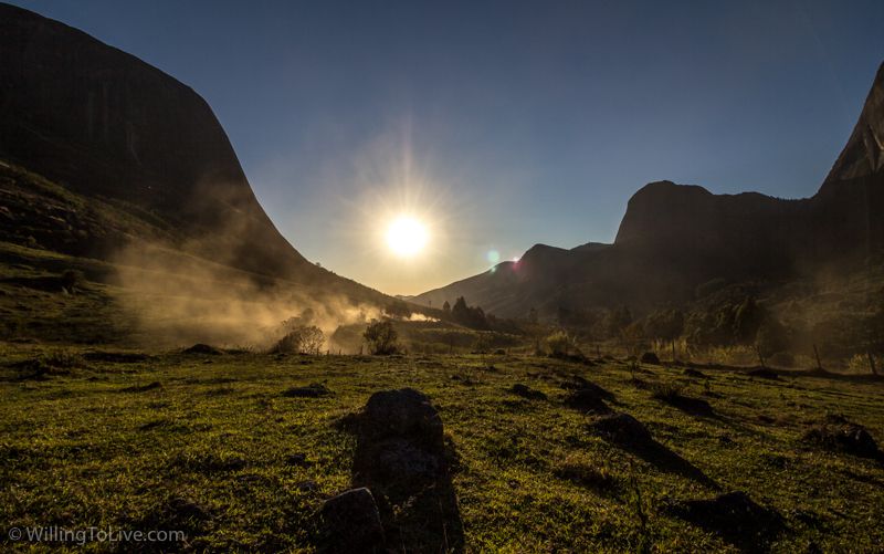 Shadows and dust against the sun