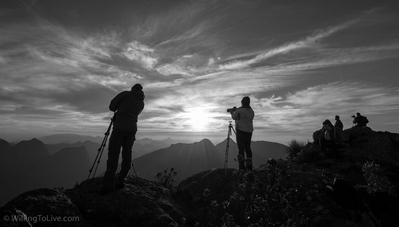 Our group photographing at the top of Cabeça de Dragão.